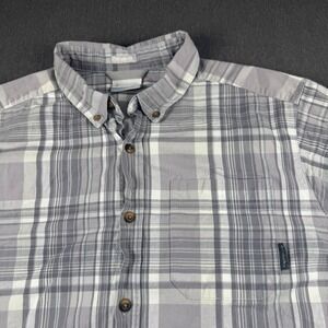 Columbia Mens Grey Plaid Short Sleeve Button Down Shirt Regular Fit AM9132 M